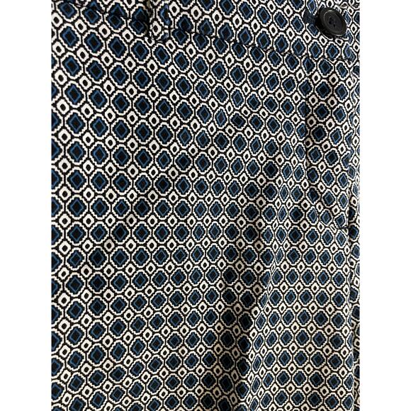 Hilary Radley Navy Blue Geometric Slim Leg Sits at Waist Cotton Capri SIZE 14 - Picture 4 of 9